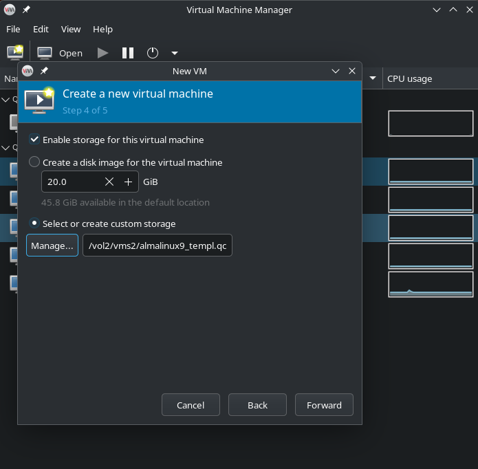 VM storage